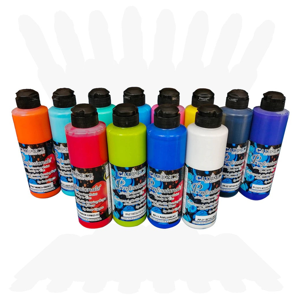 Cadence Professionelle Pouring Farben | vorgemischt & einsatzbereit | auf Wasserbasis | 12 Farben