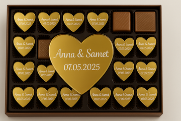 Schokoladenbox-Set "Herz" – Gold oder Silber