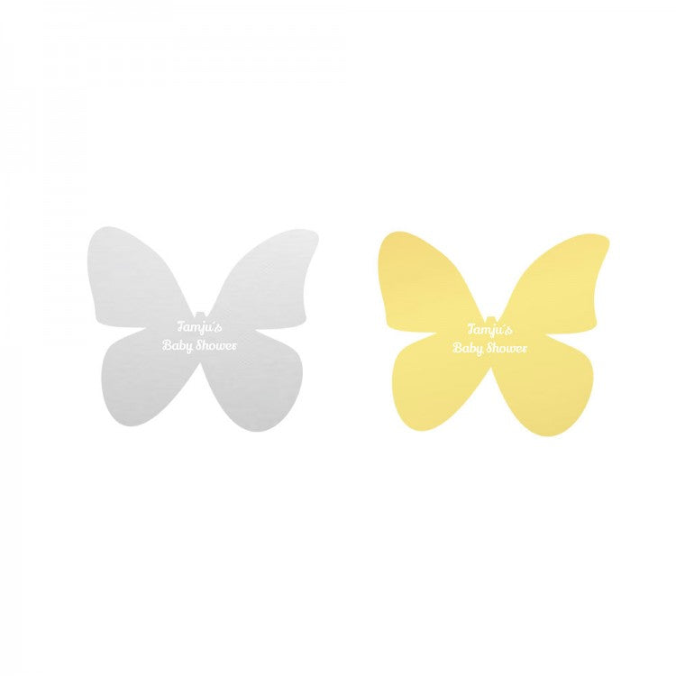 Plexi Spiegelglas Gastgeschenk Schmetterling Modell 2 mit Schriftzug (Gravur)