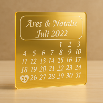 Spiegelglas "Kalender" mit Schriftzug (Gravur)