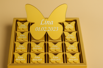 Schokoladenbox-Set "Schmetterling" – Gold oder Silber