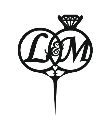 Initialen Cake Topper Thema Diamant – 2 Buchstaben & – Elegant & Modern