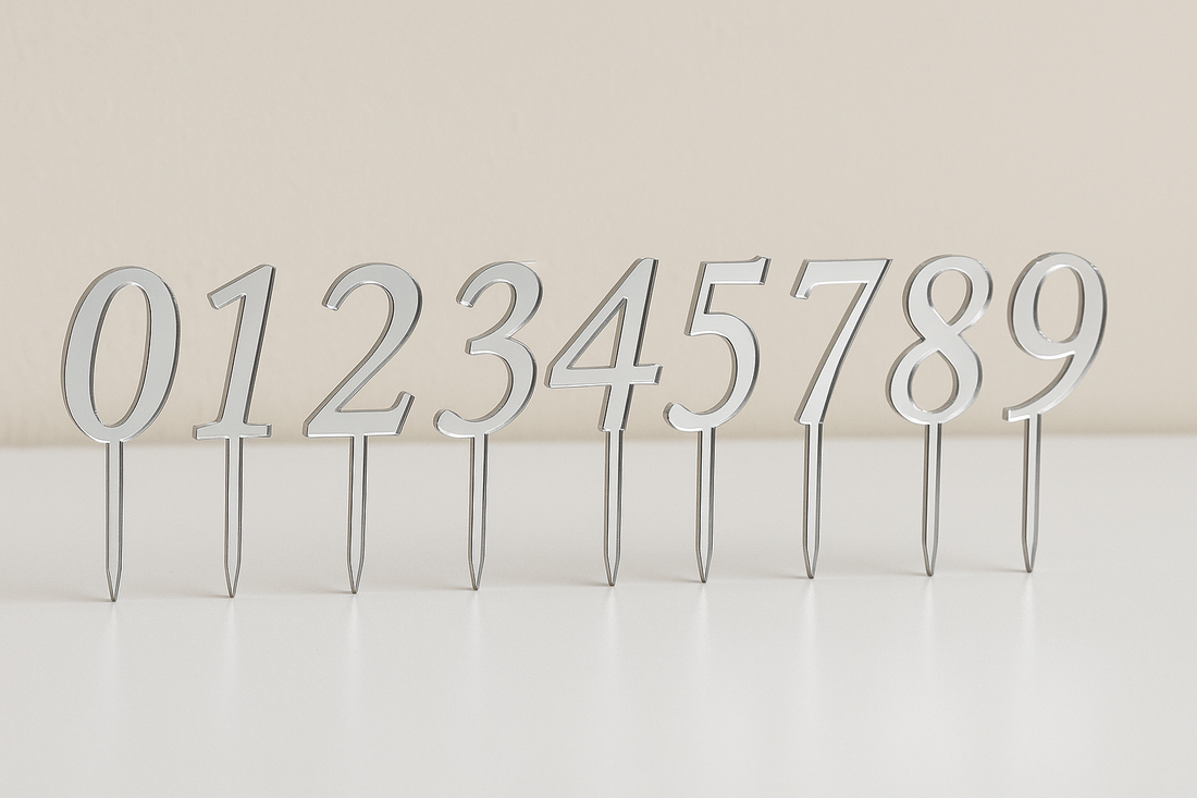 Plexiglas Zahlen mit Stecker – Gold & Silber