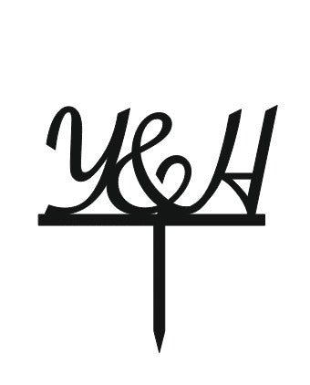 Initialen Cake Topper – 2 Buchstaben & – Elegant & Modern