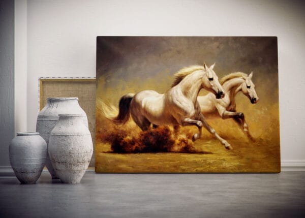 Malen Nach Zahlen | für Erwachsene | 40x50 cm | Otg6255 | Weiße rennende Pferde