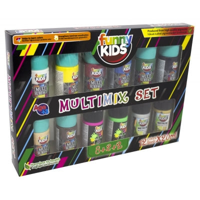 Multimix | Acrylfarben Set für Kinder auf Wasserbasis | 12 x 20 ML